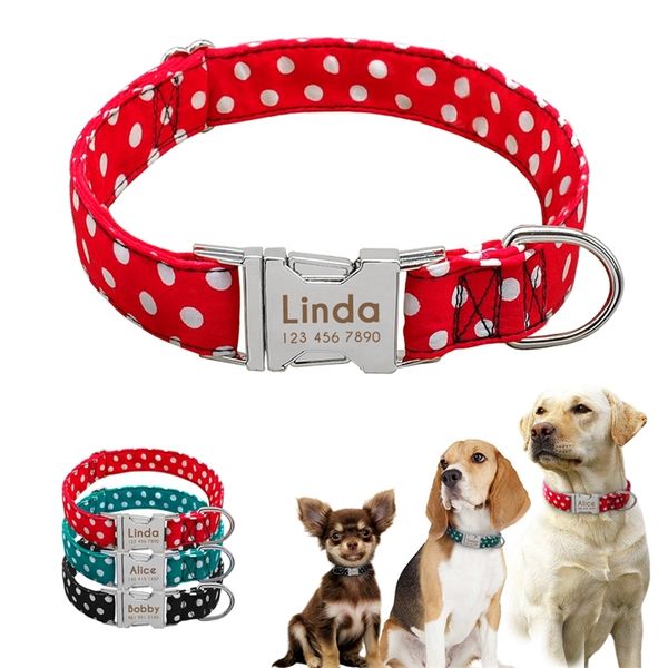 

custom nylon dog collar, adjustable, no label, pet recognition, carving, labels for small, medium and large dogs, dot mode