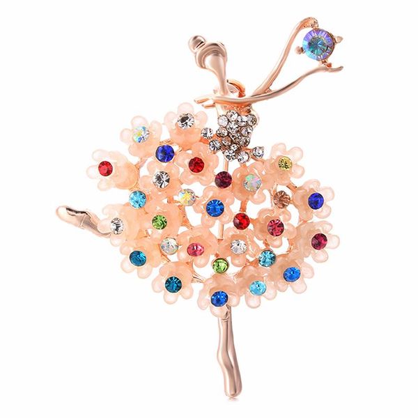 

pins, brooches ballet dancing girl shinning crystal glass for woman in assorted designs lady women clothes jewelry, Gray