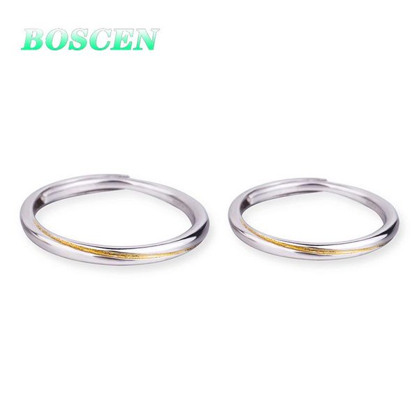 

cluster rings boscen 925 sterling silver couple ring for women men girl boy valentines gift 2021 the latest fashion korean romantic gold, Golden;silver