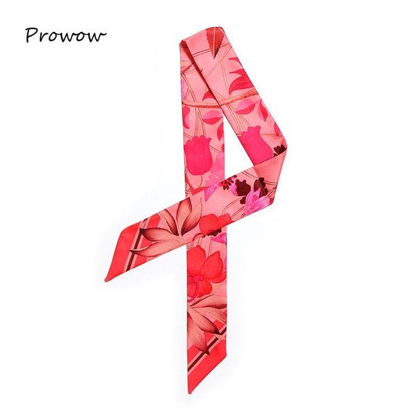 

scarves tulip printing scarf women cute hair tie band kerchief wrist ribbons fashion head neck silk satin bag scarfs sj105, Blue;gray
