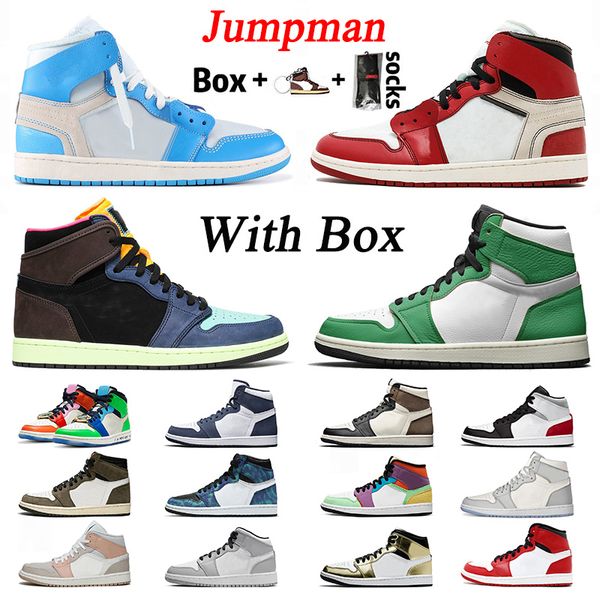 

with box jumpman original 2020 jumpman mens womens basetball shoes 1 high lucky green 1s mid sports sneakers