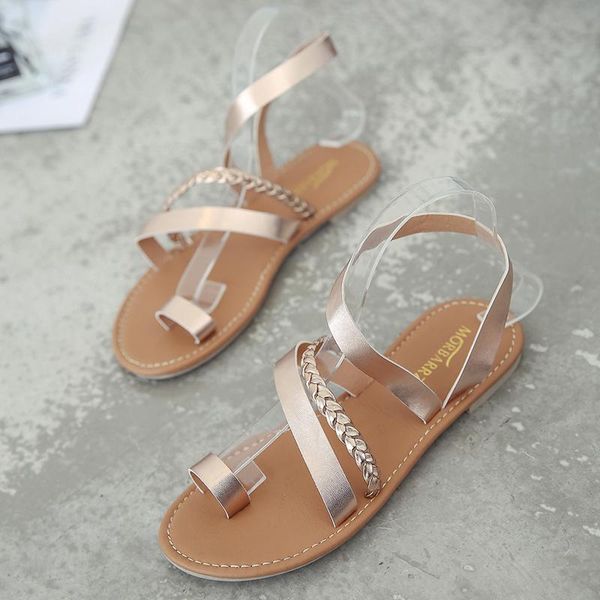 

sandals beach women roman artificial pu summer ladies sandal casual shoes patchwork woman sandales 2021 flat, Black