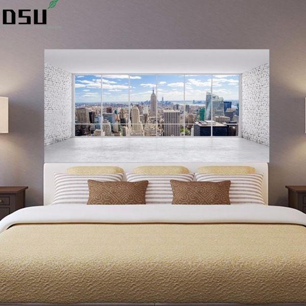 

wallpapers york manhattan city landscape headboard wall stickers mural pvc waterproof decals home bedroom bedside decorative