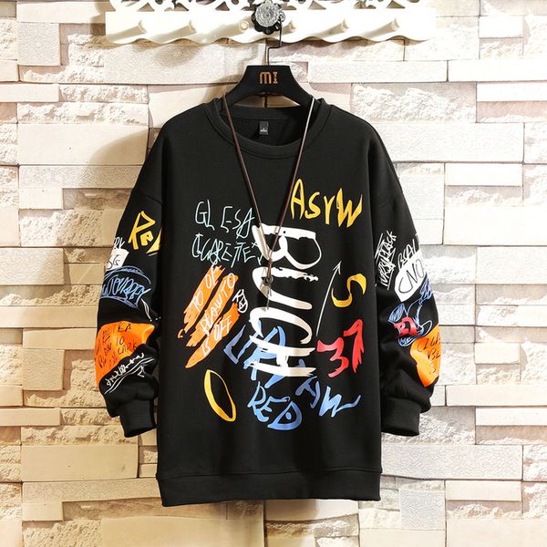 

japan casual o-neck black white hoodie sweatshirt men's thick fleece style hip hop high streetwear clothing kg-776