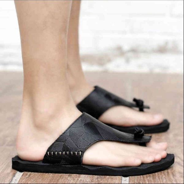 

slippers summer style men's shoes casual impression flip flop leather plate plutonium classic dew selling sandals ks086 ibrj, Black