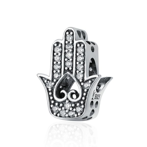 

pandach authentic 925 sterling silver good luck hand of fatima charms fit women bracelets & necklaces diy silver jewelry 225, Bronze;silver