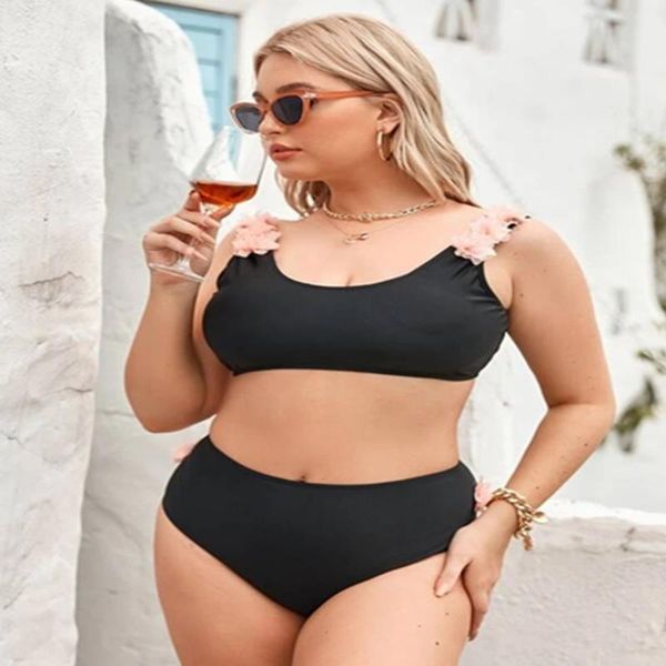 

swimsuit separate female fused push up bikini beach women clothes swimwear new plus size petals made high waist animal polyester