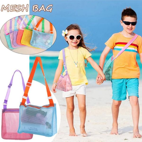 

storage bags 1pc summer beach toy mesh bag shell collecting foldable for swimming accessories