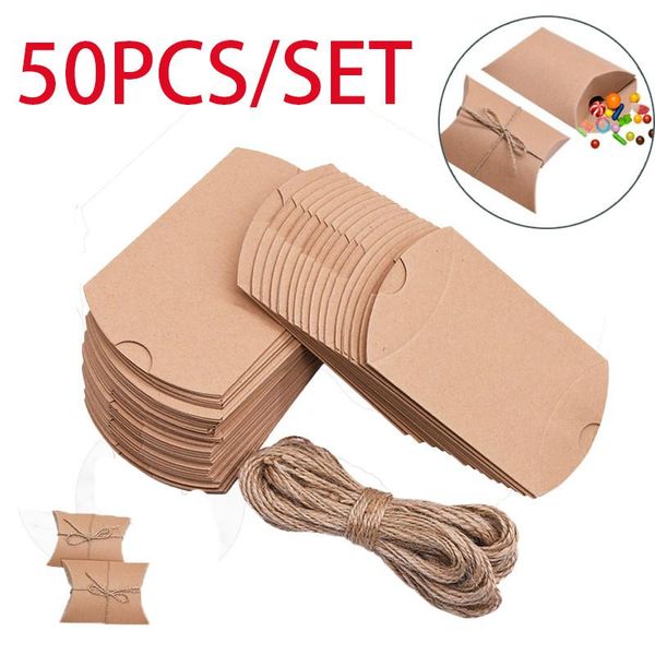 

gift wrap 50pcs kraft paper pillow favor box wedding party favour candy boxes home birthday supply packaging bags