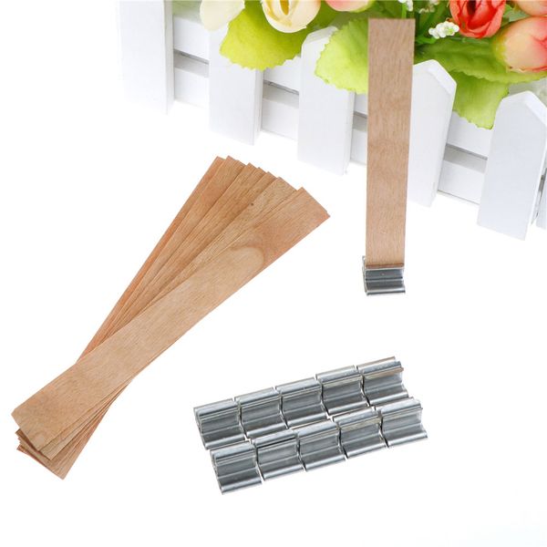 

10pcs 12.5/13mm wooden candles wick cores with iron stands sustainer candle wick core handmade diy wax home decor craft