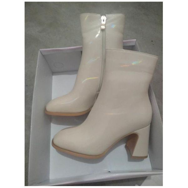 

boots ladies bare black beige fashion zipper women ankle comfortable square low heel shoes big size 45