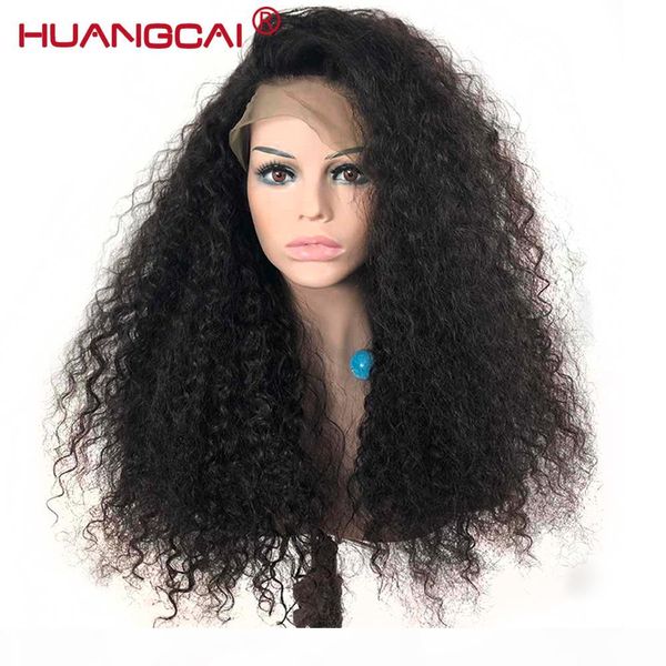 

180% density kinky curly lace frontal wig peruvian hair for women 13*4 lace front human hair wigs pre plucked remy kinky wigs, Black
