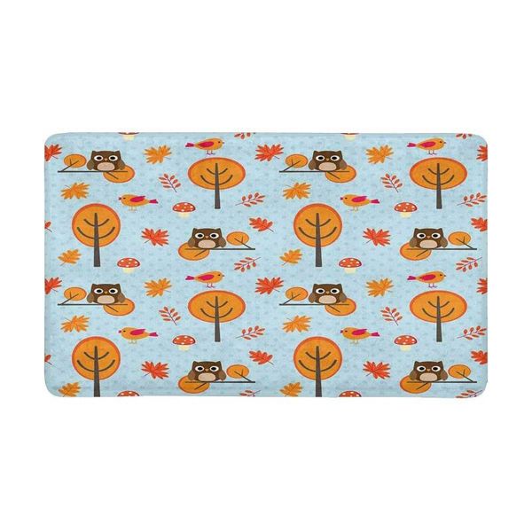 

carpets autumn pattern with trees and owls sitting on branches anti-slip door mat home decor personalized indoor entrance doormat