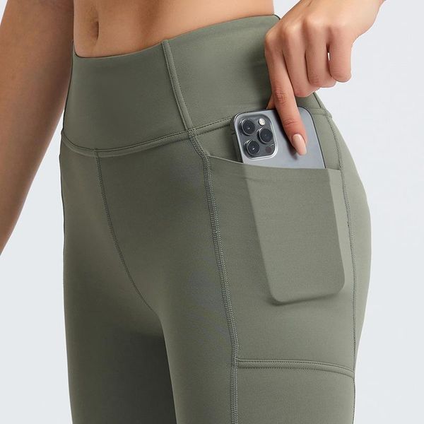 

yoga outfit women naked-feel elastic fitness gym workout shorts hip lift high waist training sport woth pocket