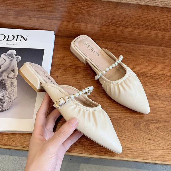 

slippers pointed head fairy wind soft bottom low heel fashion convenient female simple 2407, Black