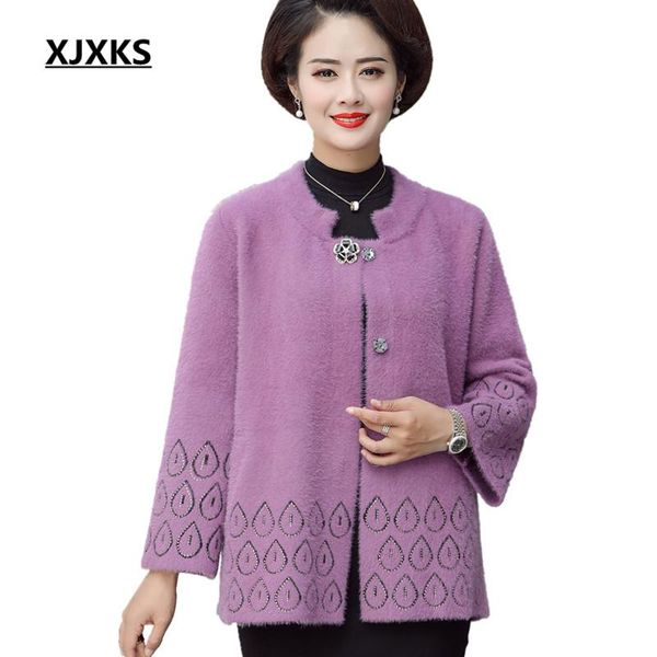 

women's wool & blends xjxks 2021 autumn winter women woolen coat loose plus size fashion dark button cardigan casual, Black