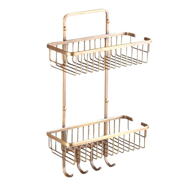 

hooks & rails dual tier copper square bathroom basket vintage,antique kitchen rack shelf wall mounted,european storage with