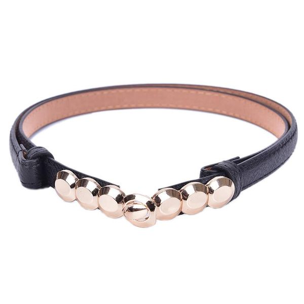 

belts safenh fashion women metal plate female thin ladies buckle belt faux leather dress waistband, Black;brown