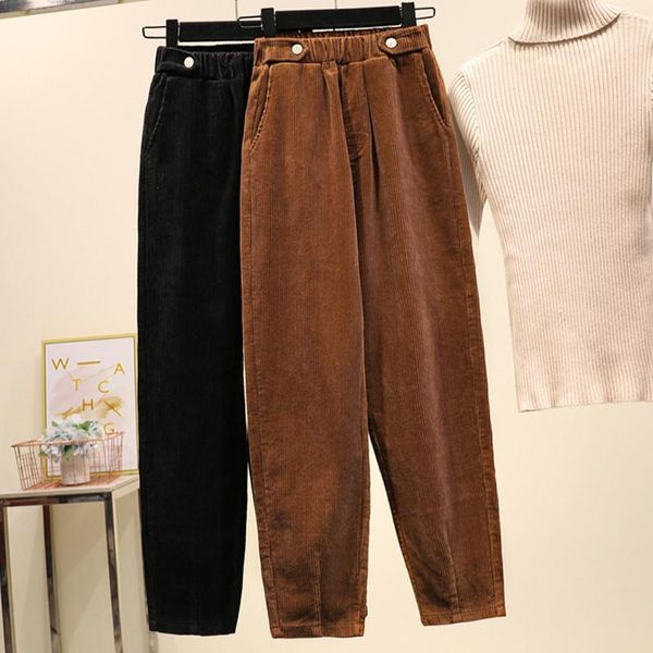 

women's pants & capris jujuland woman casual loose plus size corduroy winter style warm 9285, Black;white