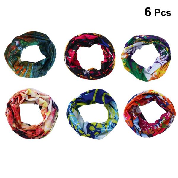 

cycling caps & masks 6pcs outdoor head scarf men women windproof face mask sun protection headband riding neck cover for hiking motorcycling, Black