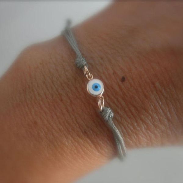 

beaded, strands evil eye bracelet choose cord color of, Black