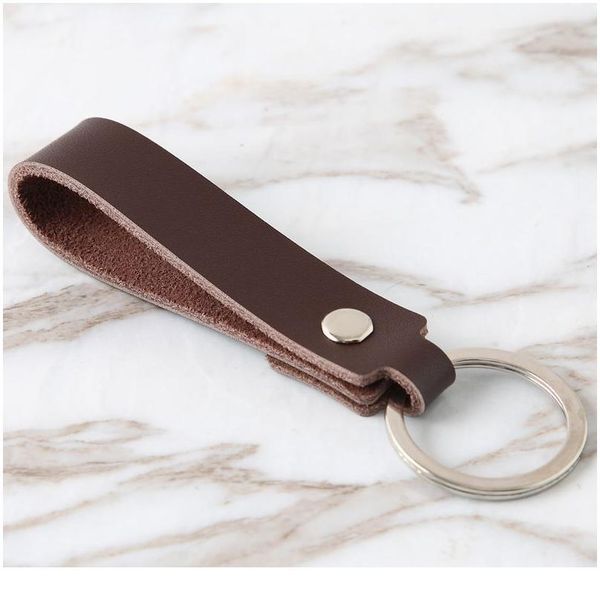 

vintage cowhide rope keychain waist hanging car brass leather key chain single ring keychains cute pu wallet key rope jllxyj