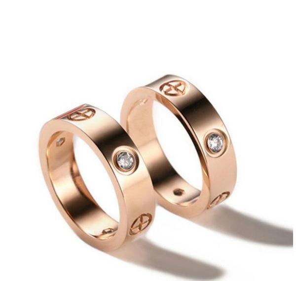 

titanium steel wedding lovers ring for women cz zirconia rose gold engagement rings men jewelry gifts ps8401, Silver