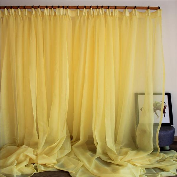 Tende per tende Tende in voile Garza gialla Trattamento moderno per finestre Cortinas Tulle per soggiorno Camera da letto