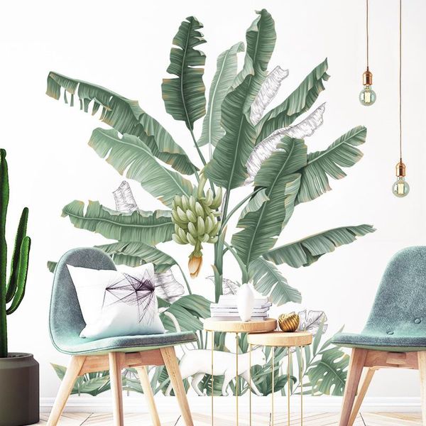 

wall stickers banana tree for living room bedroom decor green leaf decals removable sticker home decoration
