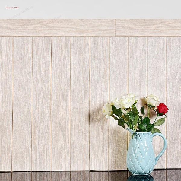 

wall stickers self-adhesive paper wood grain 3d foam panel 8pcs home decoration living room for kids baby bedroom sticker wallpaper