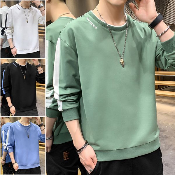 

sve t-shirt autumn long bottoming shirt round ne pullover men's sweater, Black