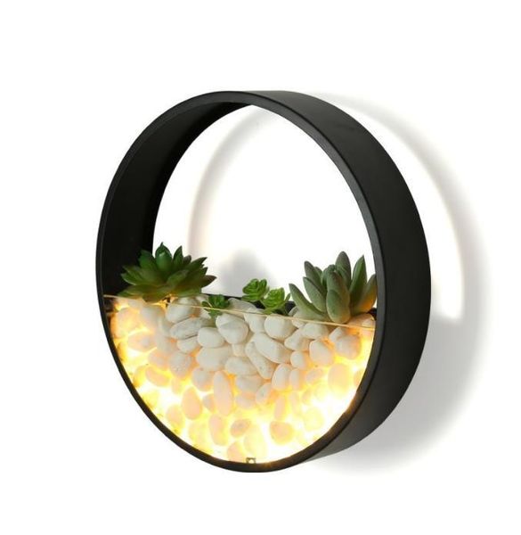 

modern simple creative nordic bedside lamp led multi-flesh plants wall lamp shell living room background wall bedroom round