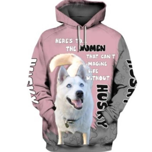 

husky 3d sweater hoodie digital printed jacket men's sweater, Black