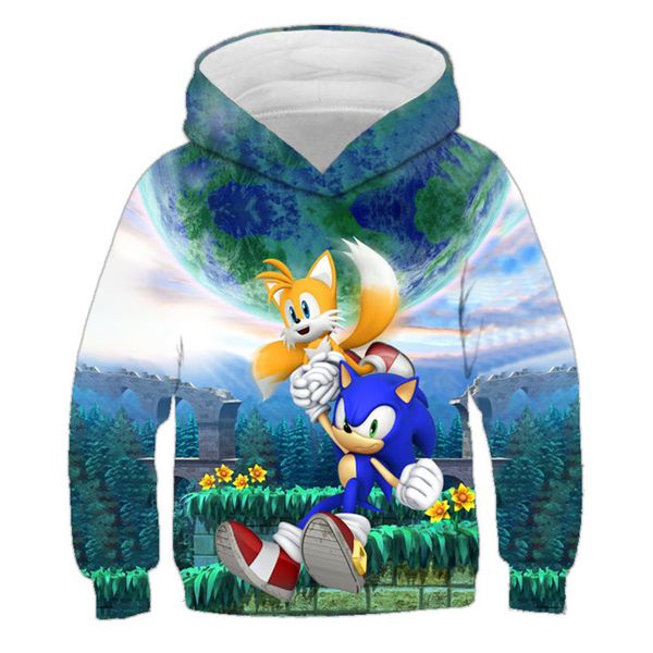 

2021 summer hoodie casual sweater movie sonic digital print couple hoodie lvzi, Black