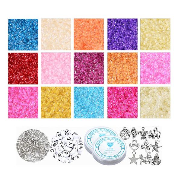 

other 2/3mm glass seed beads loose set kits for charm necklace bracelet accessories diy jewelry making findings