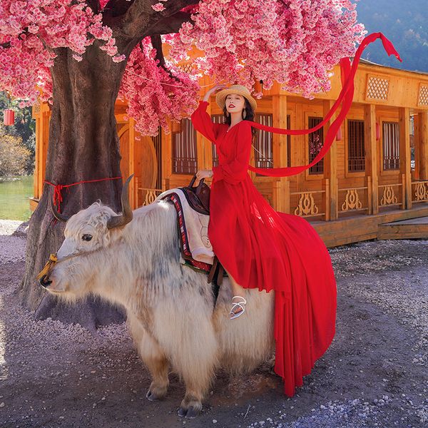 

sanya seaside holiday beach dress slimming oversized swallowtail mop red travel pgraphy dress super fairy ,xwy, White;black