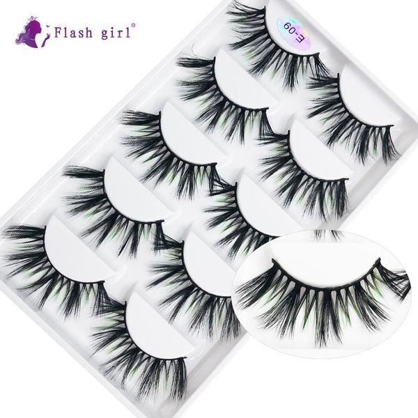 

false eyelashes flash girl e09 5pairs colorful mink 16 styles long and luxury