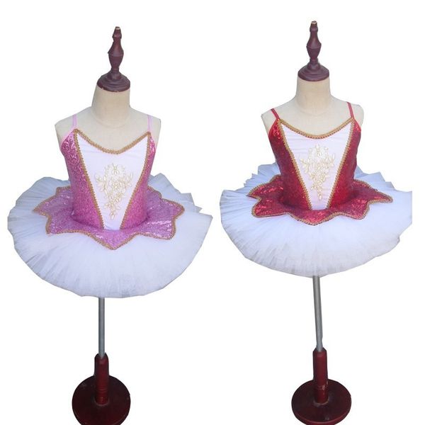 

professional ballerina ballet tutu for children girls pancake tutu costumes for dancing and ballet girls dress, Black;red