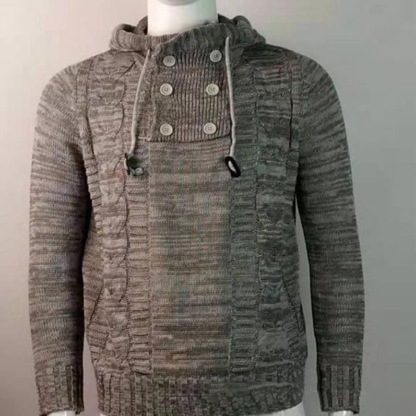

men's sweaters breathable chic hooded solid color knitted sweater autumn winter pullover for daily wear, White;black