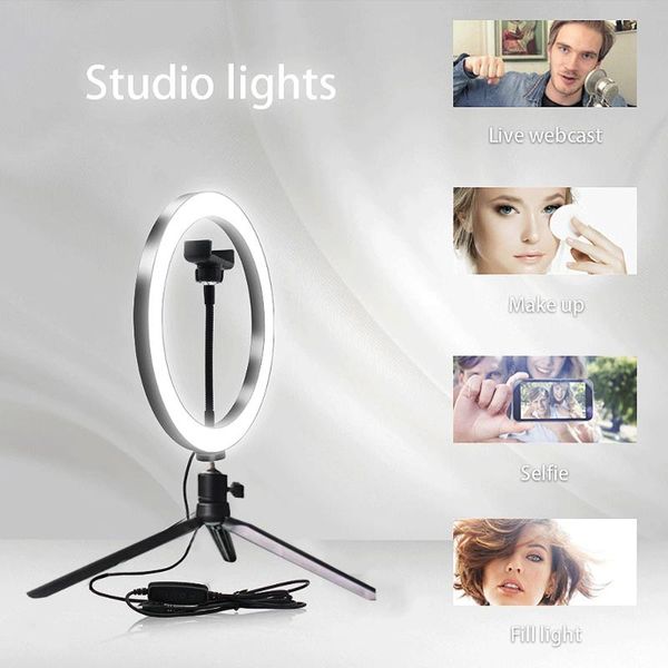 

16cm/20cm/26cm usb ring light led selfie ring lamp tripod smartphone studio circle light video live phone holder annular lamp