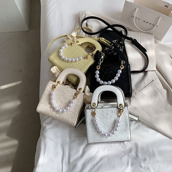 

women's bag 2021 new embossed diana ins popular pearl silk scarf hand one shoulder