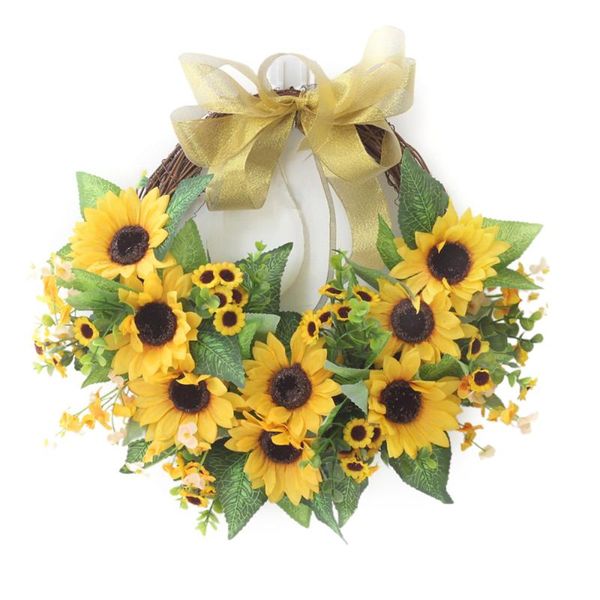 

decorative flowers & wreaths artificial sunflower wreath 40cm16 inch for front door 40cm elegant silk cloth home decoration