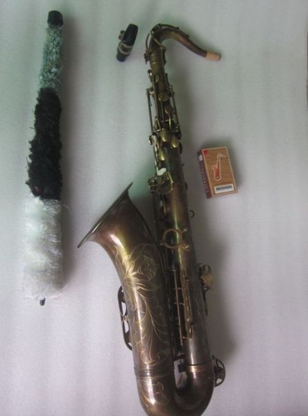 Basssaxophon Tenorsaxophon Hochwertige Saxophonkopie professionelle Musikinstrumente Antike Kupfersimulation Messing mit Mundstückhüllen