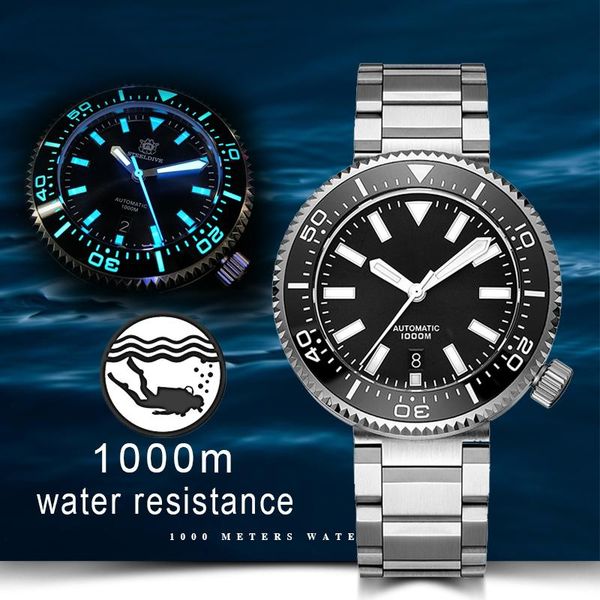 

wristwatches 1000m diver watch men nh35 japan tuna skx007 automatic 316l stainless steel mechanical ceramic bezel c3 super luminous, Slivery;brown