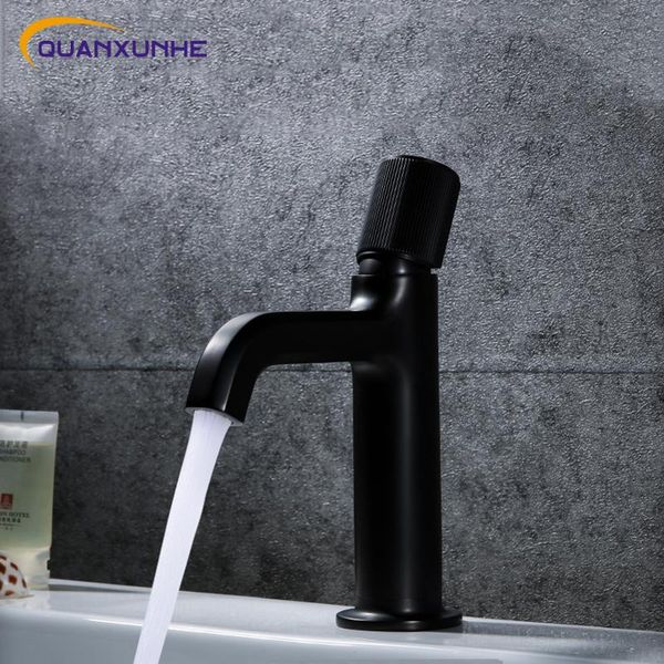 

bathroom sink faucets quanxunhe basin faucet modern matte black kitchen rotary button tap mixer and cold water