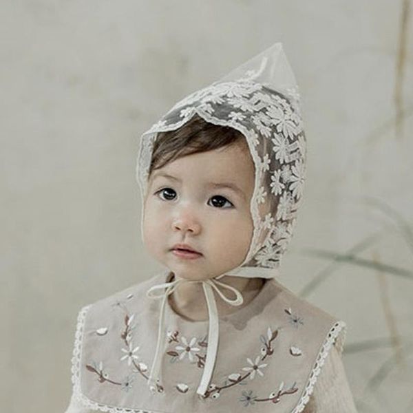 

caps & hats milancel 2021 spring cute baby hat lace princess embroidery, Yellow