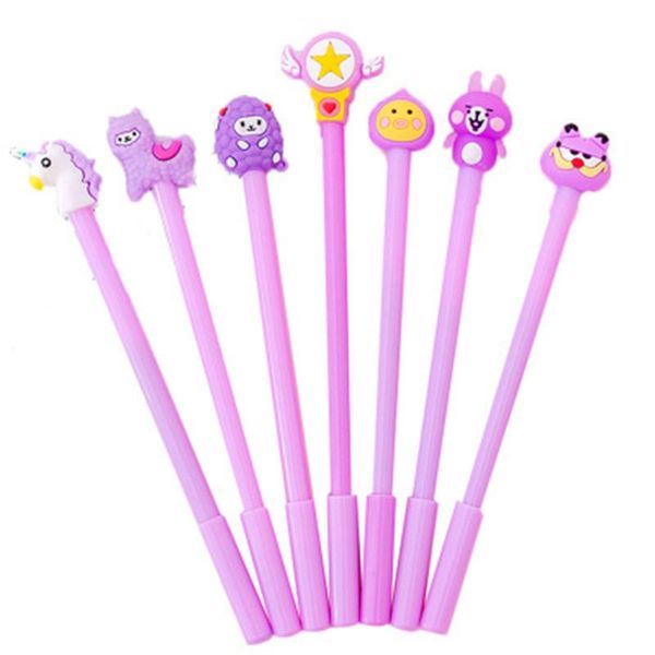 

gel pens purple pen combination cute creative pet cartoon signature water student stationery