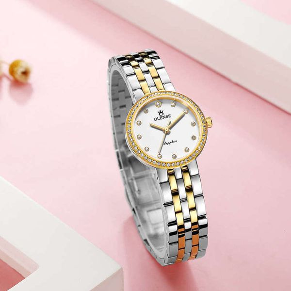 

watch stainless grade oulongshi steel women's high quartz waterproof fashion simple steel belt women's watch, Slivery;brown