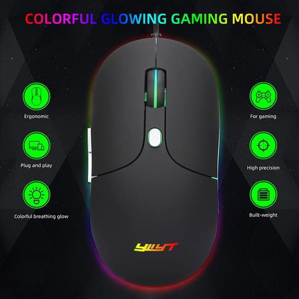 

mice game mouse wired black durable usb rgb ergonomic with backlight 6 button 3200 dpi for lapcomputer gamers accessories