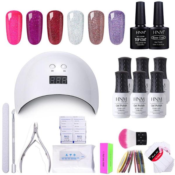 

nail art kits hnm 18pcs/kit gel polish tool set diy uv led lamp remover wraps sticker box gift varnish lacquer gellak sets